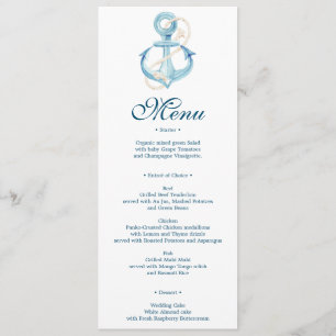 Invitation Menu ou Fête des mariées de Mariage de marine naut