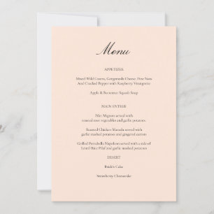 Invitation Menu pastel rose poudré