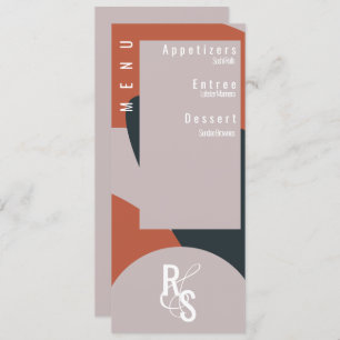 Invitation Menu Planner Terracotta Blue Organic Mariage