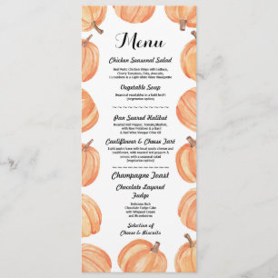 Invitation Menu Réception de Mariage Rustique Citrouille Cart