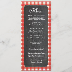 Invitation Menu Réception de Mariage Rustique Craie Rouge à C