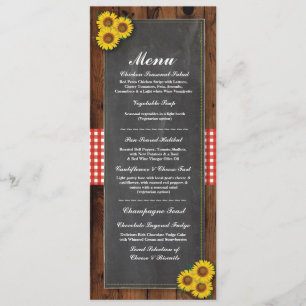 Invitation Menu Réception de mariage Rustique Rouge Chalk Cha