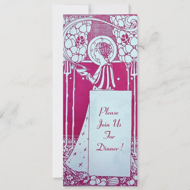 Invitation MENU RESTAURANT Monogramme Rose Blanc Dîner, Brunc (Devant)