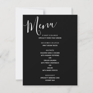 Invitation Menu simple Mariage moderne noir et blanc