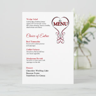 Invitation Menu Taille de l'invitation rouge et noire
