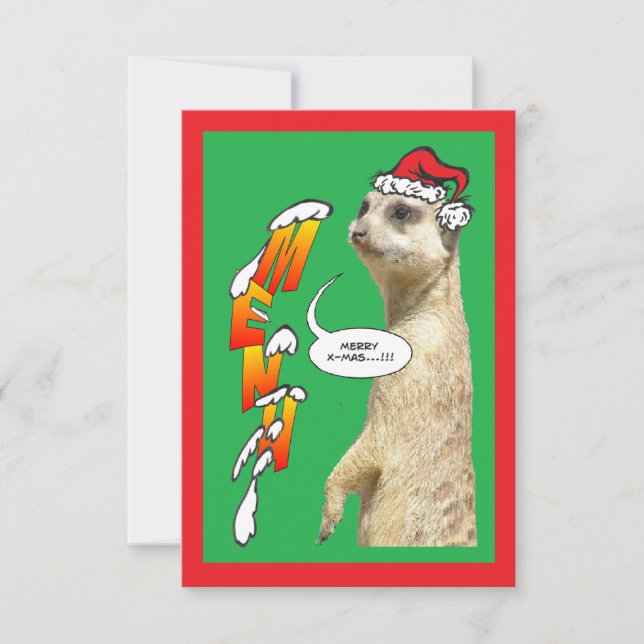 Invitation Menu Vert Meerkat de Noël (Devant)