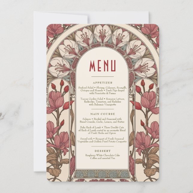 Invitation Menu Wedding Vintage (Devant)