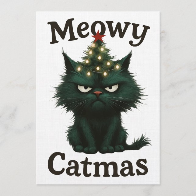 Invitation Meowy Catmas Chat lunatique (Devant)