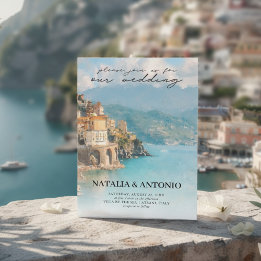 Invitation Mer d'Italie | Mariage d'aquarelle de la côte amal