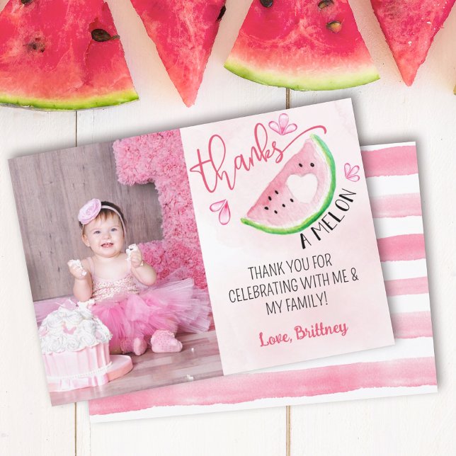 Invitation Merci à Melon Watermelon Photo Merci (Créateur téléchargé)