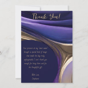 Invitation Merci-Abstrait moderne -Bleu, violet et or