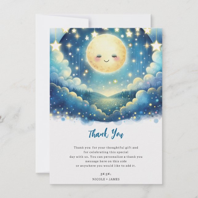 Invitation Merci Aquarelle Twinkle Little Star (Devant)
