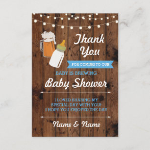 Invitation Merci Baby shower bière brasseuse garçon Bleu