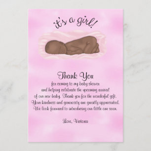 Invitation Merci Baby shower C'est une fille ethnique