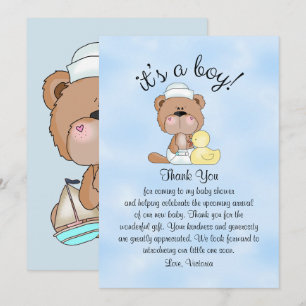 Invitation Merci Baby shower Teddy Bear