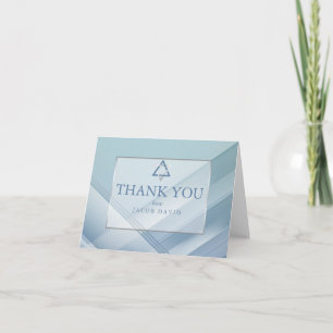 Invitation Merci   Barre Mitzvah Classic Blue Lines