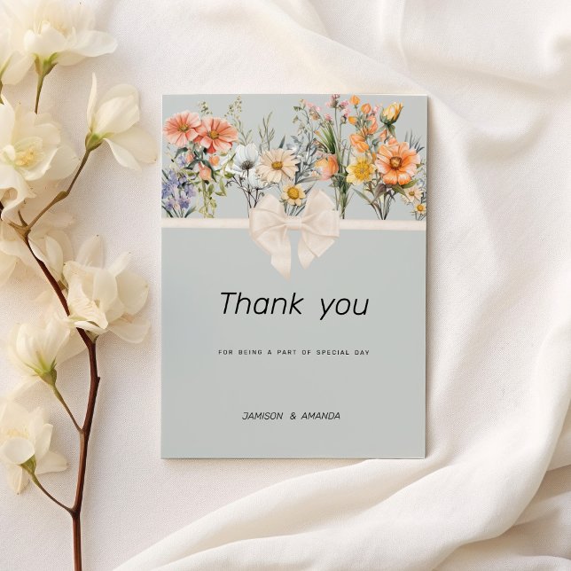 Invitation Merci botanique fleuri fleur sauvage (Wildflowers garden botanical floral Thank You )
