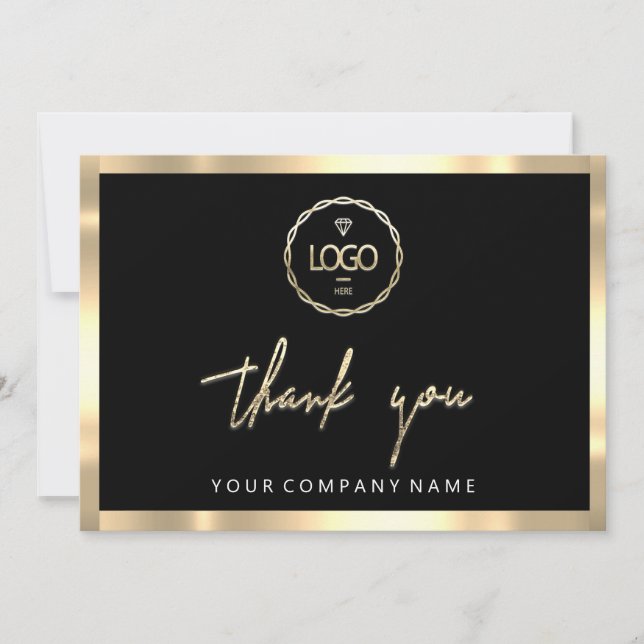 Invitation Merci Business Insertion Logo Gold Frame Black (Devant)