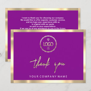 Invitation Merci Business Insertion Logo Gold Frame violet