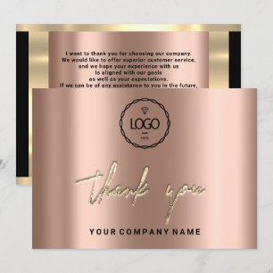 Invitation Merci Business Insertion Logo Rose Gold Elegant