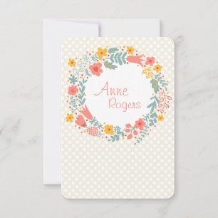 Invitation Merci/Carte pour notes de la couronne de printemps