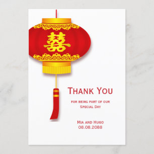 Invitation Merci chinois du "double bonheur"
