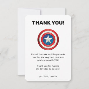 Invitation Merci d'anniversaire Captain America