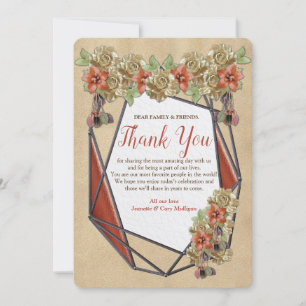 Invitation Merci d'art géométrique en cuir et daim