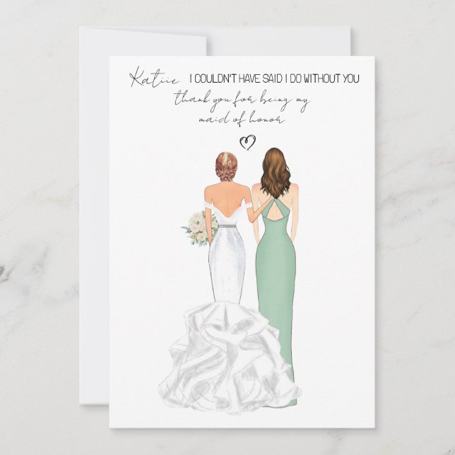 Invitation Merci d'avoir été ma témoin (Devant)