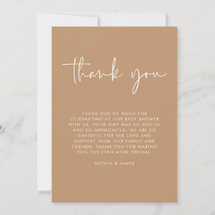 Invitation Merci de Baby shower Brown moderne et neutre pour 