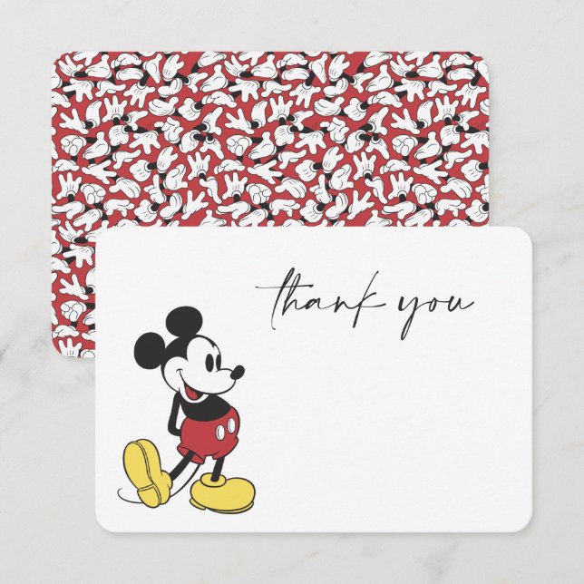 Invitation Merci de Baby shower simple et moderne Mickey (Devant / Derrière)