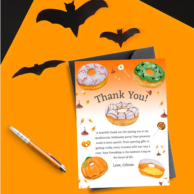 Invitation Merci de bonbon d'Halloween à l'aquarelle (This cute Thank You Halloween note that you can change the message to whatever you would like!)