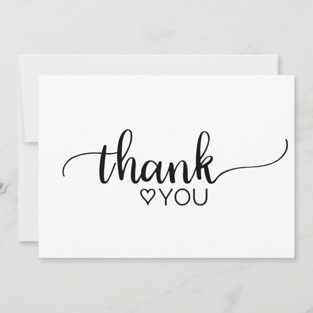 Invitation Merci de calligraphie simple noir et blanc (Devant)
