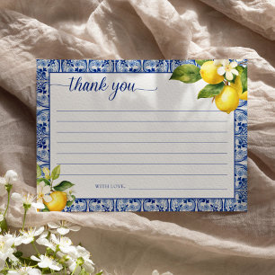 Invitation Merci de citrons bleu méditerranéen