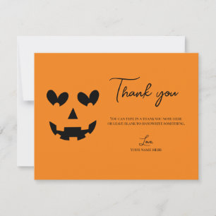 Invitation Merci de Citrouille Orange & Black Happy Heart