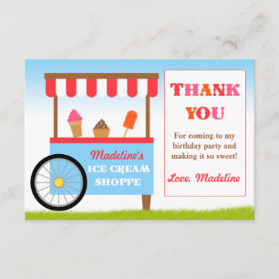 Invitation Merci de fête d'anniversaire de crème glacée