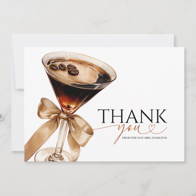 Invitation Merci de Fête des mariées Espresso Martini (Devant)