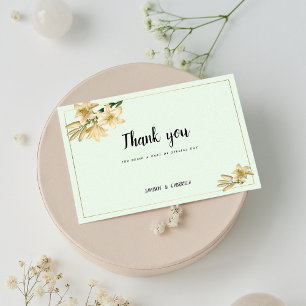 Invitation Merci de fleur d'ivoire d'or vert menthe blanc