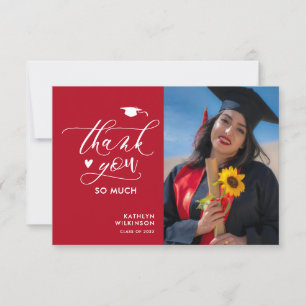 Invitation Merci de graduation minimaliste rouge moderne