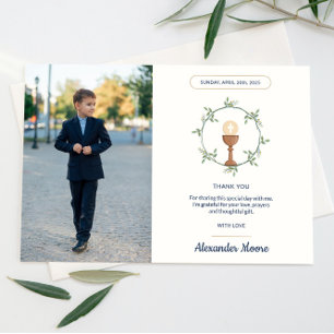 Invitation Merci de la communion de la couronne florale