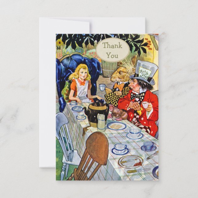 Invitation Merci de l'Baby shower du Tea Party de Mad Hatter (Devant)