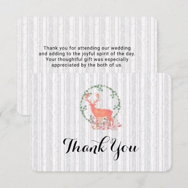 Invitation Merci de Mariage botanique de rennes rustiques (Devant / Derrière)