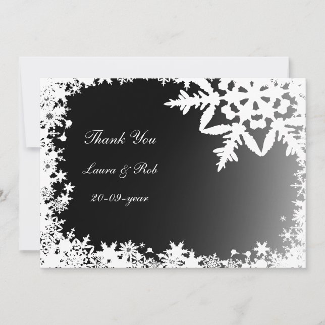 Invitation Merci de mariage d'hiver noir (Devant)