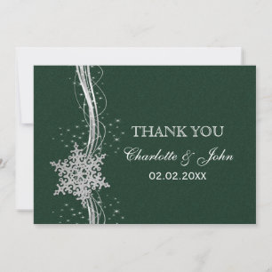 Invitation Merci de mariage d'hiver Silver vert