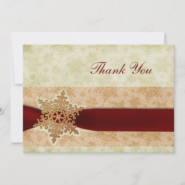 Invitation Merci de mariage rustique rouge hiver (Devant)