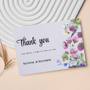 Invitation Merci de ressort fleur sauvage violet lavande