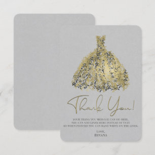 Invitation Merci de tenue botanique moderne gris d'or