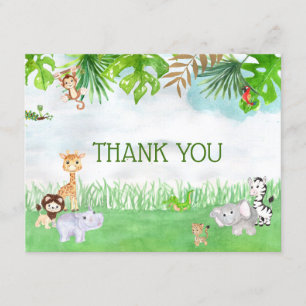 Invitation Merci des animaux de la jungle à l'eau douce