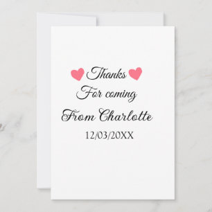 Invitation merci d'être venu nom à ajouter message texte 