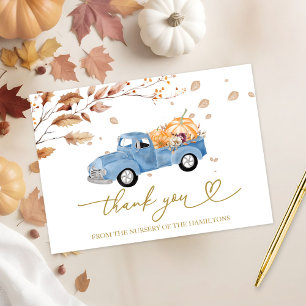Invitation Merci du Baby shower d'automne vintage du camion